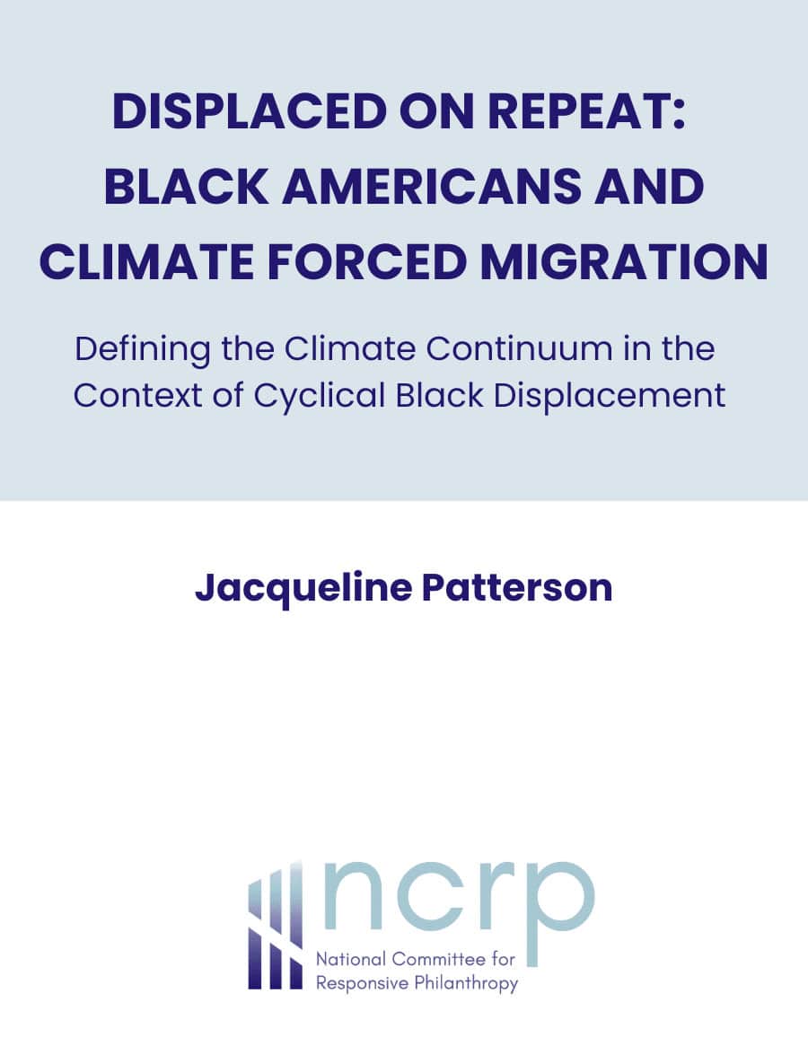 DISPLACED-ON-REPEAT-BLACK-AMERICANS-AND-CLIMATE-FORCED-MIGRATION Cover of the Displaced on Repeat report