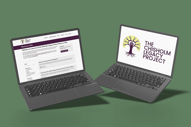 tools-mockup Illustration of two laptops with TCLP logo and website on the screen